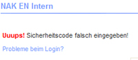 Typische Fehlermeldung bei fehlemden Cookie
